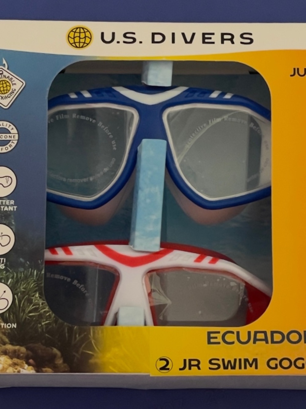 U.S. Divers Jr. Swim Goggles - Blue & Red Pair